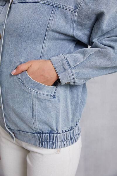 Snap Down Collared Neck Denim Jacket