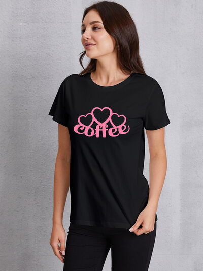 COFFEE Round Neck Short Sleeve T-Shirt