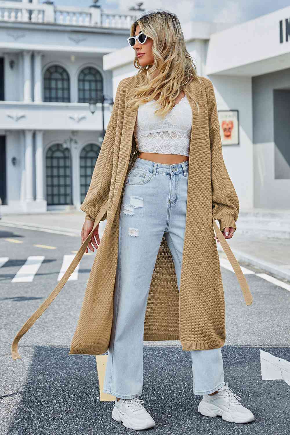 Tie Waist Longline Cardigan