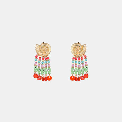 Shell & Tassel Alloy Dangle Earrings