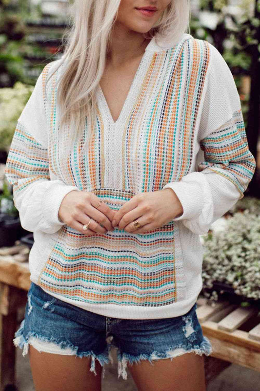 Striped Dropped Shoulder Hoodie