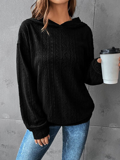 Textured Dropped Shoulder Hoodie