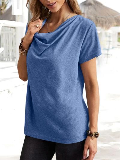 Cowl Neck Short Sleeve T-Shirt