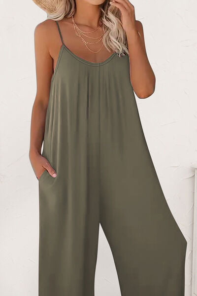 Scoop Neck Spaghetti Strap Jumpsuit