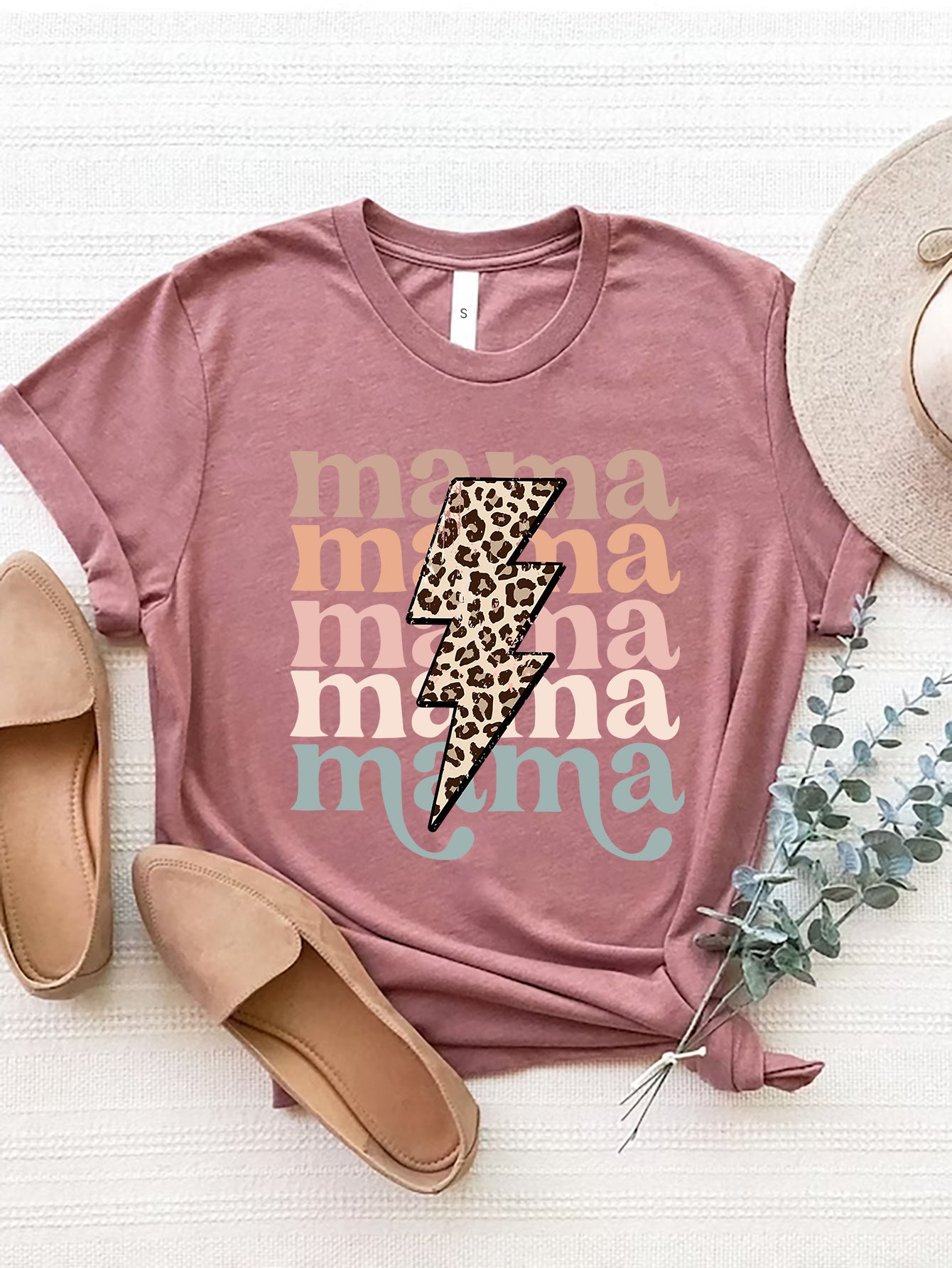 MAMA Round Neck Short Sleeve T-Shirt