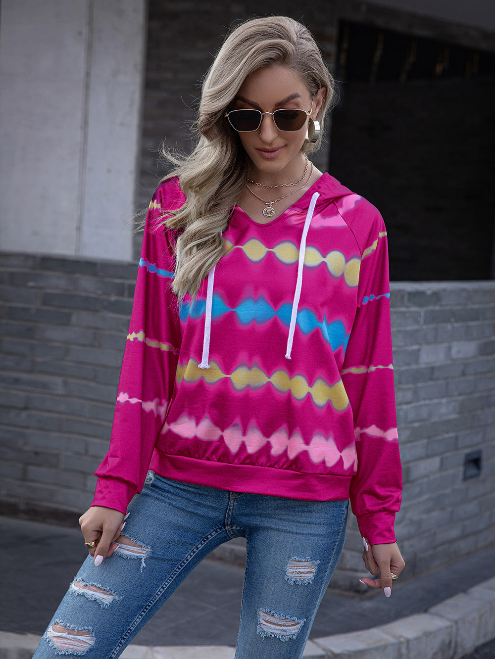 Tie Dye Raglan Sleeve Hoodie