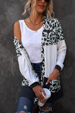 Leopard Print Color Block Longline Cardigan