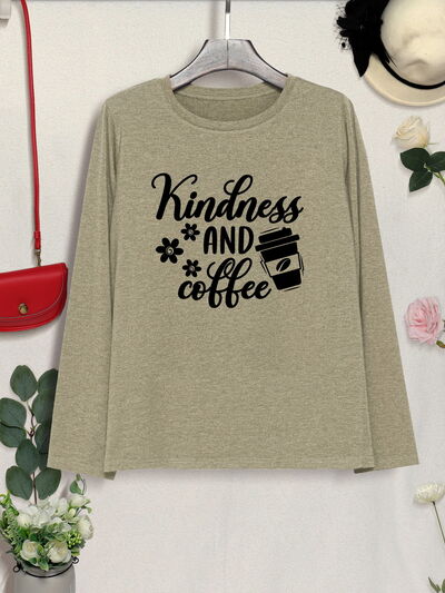 KINDNESS AND COFFEE Round Neck T-Shirt