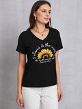 Sunflower V-Neck Short Sleeve T-Shirt