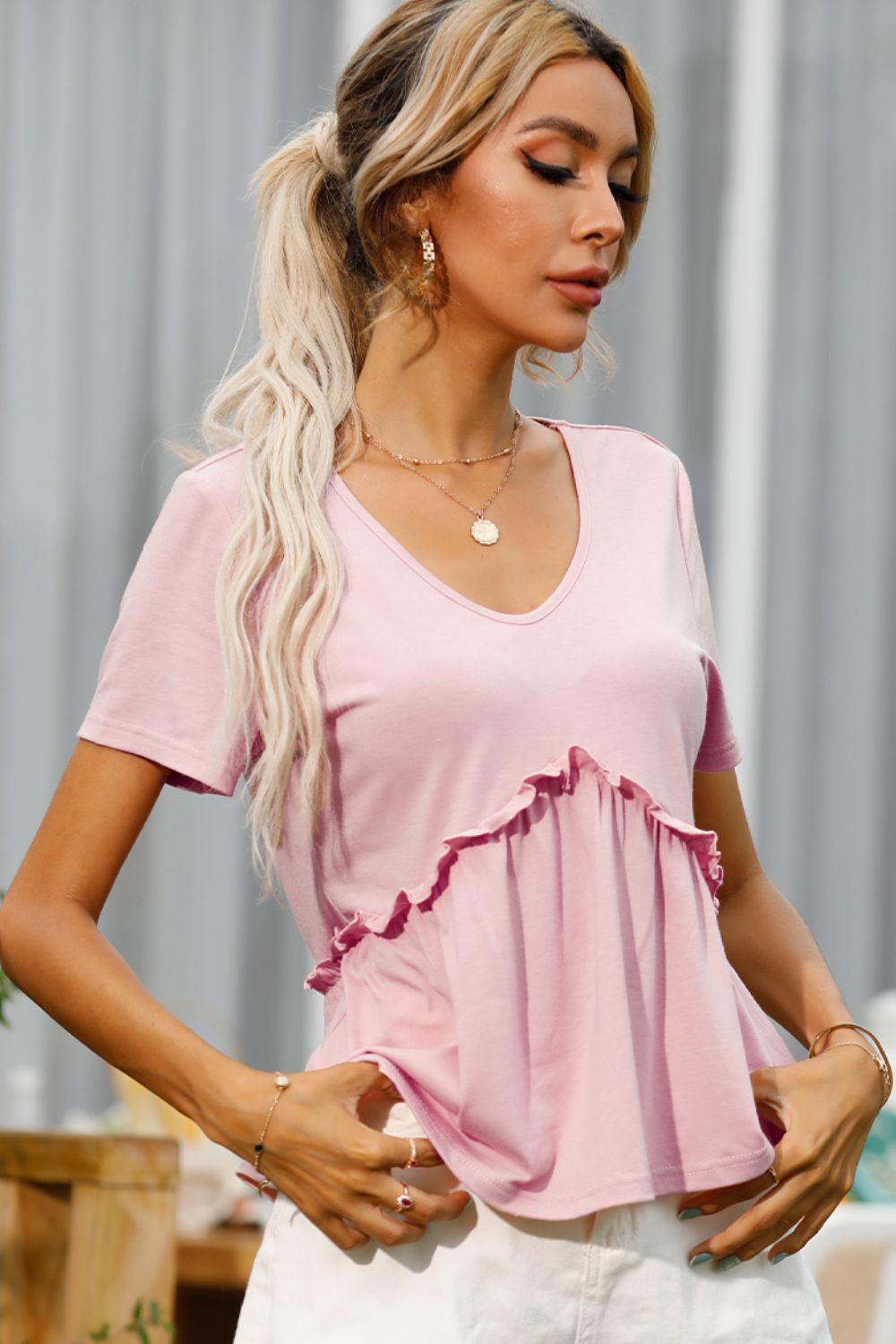 Frill Trim Short Sleeve Tee