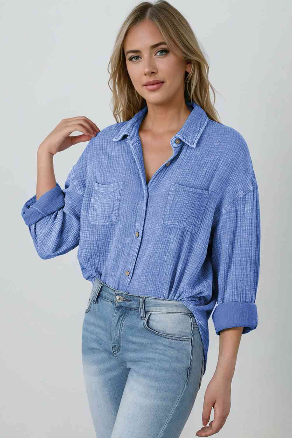 Textured Button Down Shirt