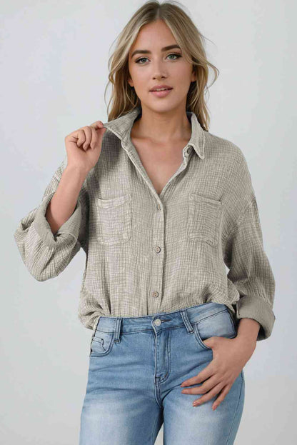 Textured Button Down Shirt