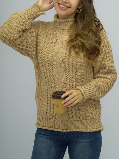 Cable-Knit Mock Neck Sweater