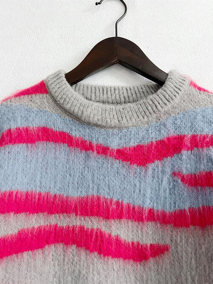 Color Block Round Neck Sweater