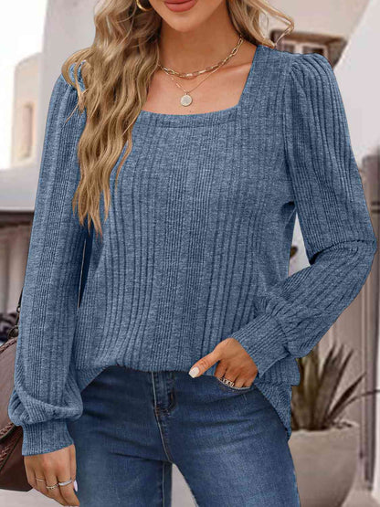 Square Neck Long Sleeve Top