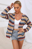 Striped Long Sleeve Open Front Cardigan