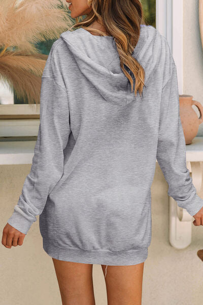 Drawstring Half Zip Hooded Dress