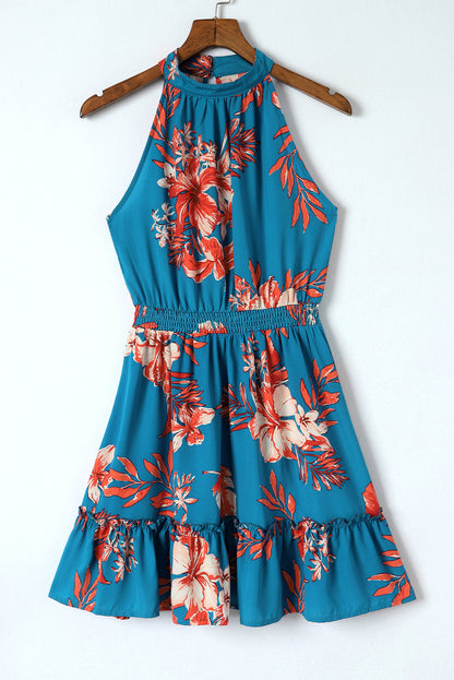 Floral Smocked Waist Sleeveless Dress