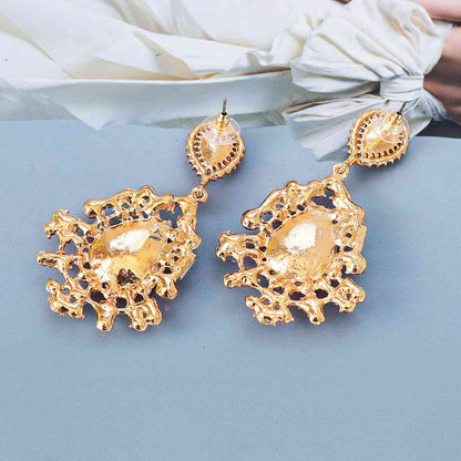 Teardrop Shape Rhinestone Alloy Dangle Earrings