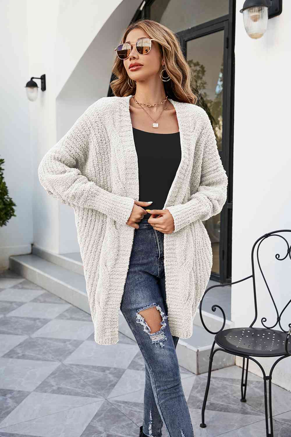 Open Front Dolman Sleeve Cardigan