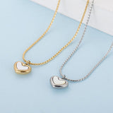 Mother-Of-Pearl Heart Pendant Stainless Steel Necklace