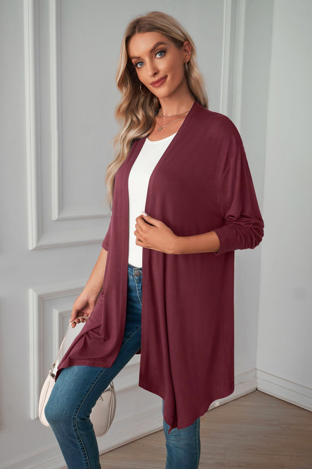 Open Front Long Sleeve Cardigan