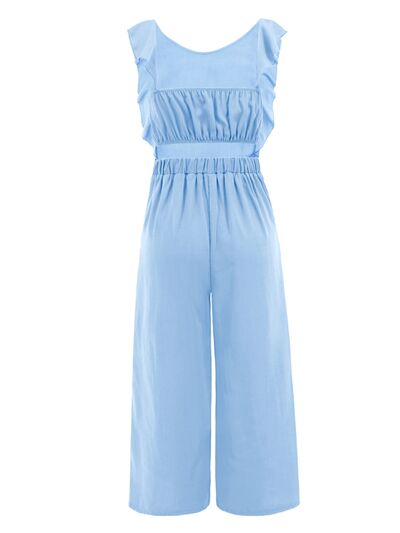 Tied Ruffled Round Neck Jumpsuit