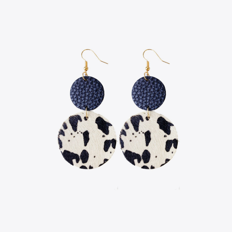 Genuine Cowhide Leather Dangle Earrings