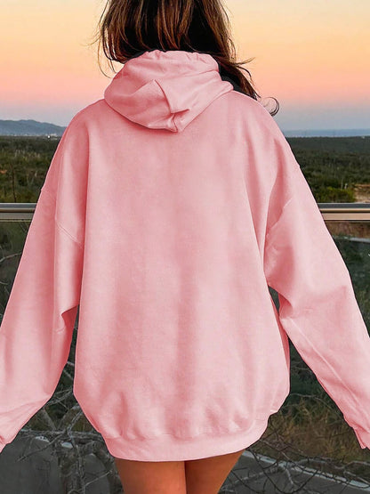 Drawstring Dropped Shoulder Hoodie